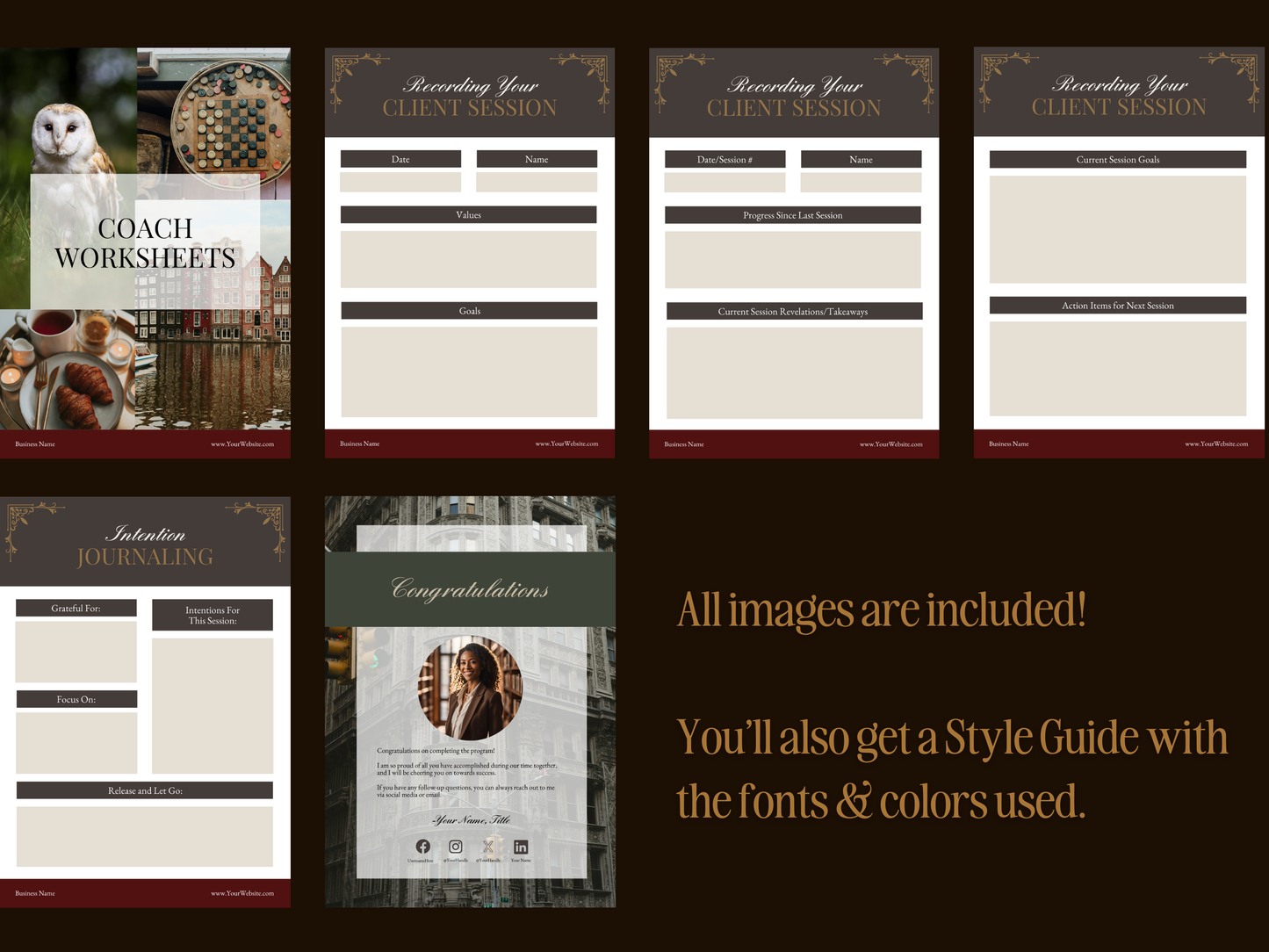 Life Coaching Workbook Canva Template - Academia/Vintage Theme