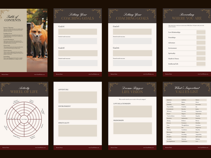 Life Coaching Workbook Canva Template - Academia/Vintage Theme